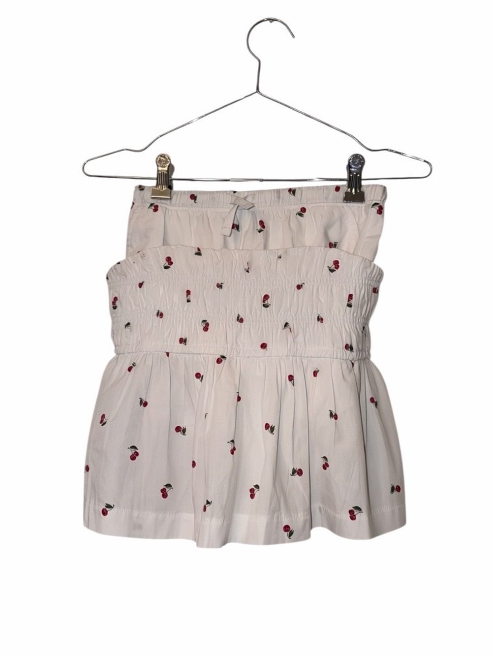 abercrombie kids White smock sleeveless Cherry-Print tank short outfit 9/10 NWT